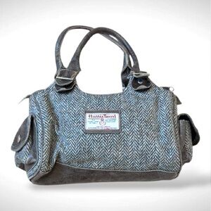 Harris Tweed Green & White Herringbone Handbag Purse.